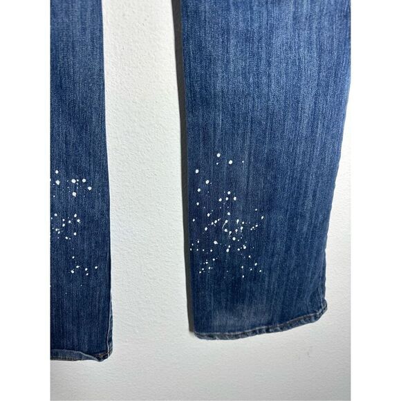 7 Seven For All Mankind White Paint Splatter Boot Cut Jeans Womens Sz 30/ 32 L - Picture 5 of 16